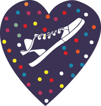 A Vector Of A Heart With A Small Shoe On It With Polka Dots