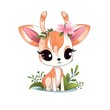 kawaii cartoon animal character design, cute baby springbok , Generative Ai