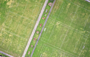 Wall Mural - Football pitch aerial view from high above