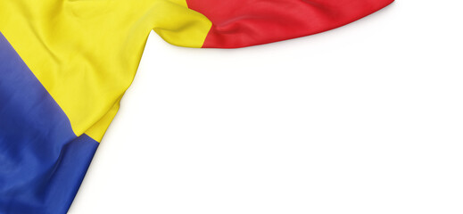 Wall Mural - Banner with flag of Romania over transparent background. 3D rendering