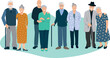 illustration vectorielle montrant un groupe de personnages représentant des couples de personnes âgées. Concept de la retraite