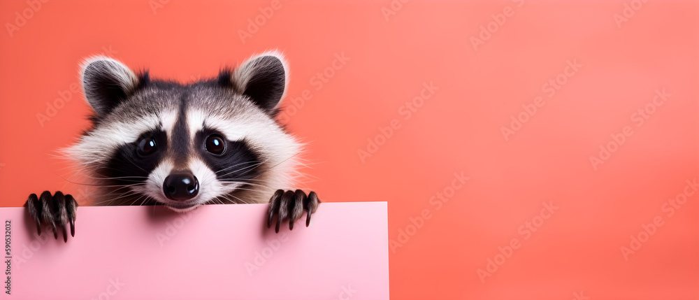 Pink Racoon Background Raccoon on isolated Salmon Pink color background created with ...