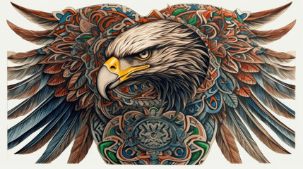 Celtic-style tribal depiction of the Bald Eagle created with generative AI technology