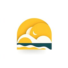 The sun and sea, modern icon. Generative AI.