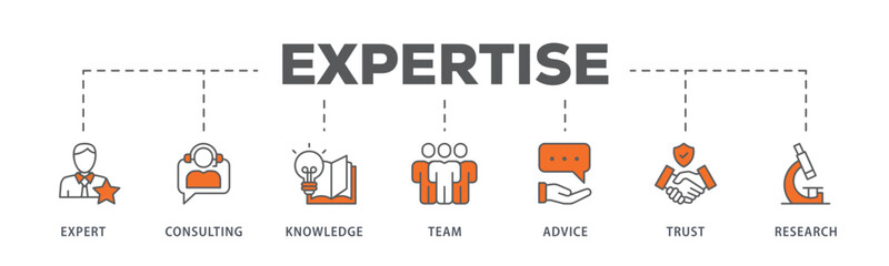 expertise banner web icon vector illustration concept representing high-level knowledge and experien