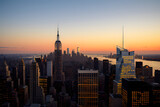 Fototapeta  - Manhattan downtown skyline at dusk in New York City.