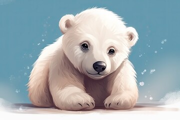 Sticker - majestic polar bear sitting on the icy tundra. Generative AI