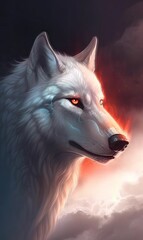 Wall Mural - Wolf in winter. AI generated art illustration.