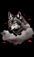 Wall Mural - Wolf in winter. AI generated art illustration.