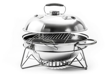 Canvas Print - charcoal grill with a hinged lid and cooking grate. Generative AI