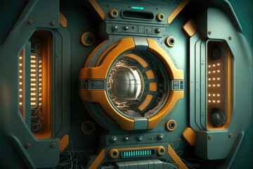 Wall Mural - abstract in futuristic interior architecture of spaceship with power generative technology. concept 