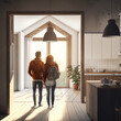 © DALU11 - Couple in their new unfurnished house. Generative AI.