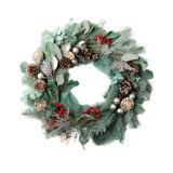 Fototapeta Do akwarium - christmas wreath isolated on transparent background made with generative ai
