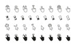 © Frogella.stock - Black cursor icons. Interface mouse click pointers flat style, simple finger pointers computer arrow silhouettes swipe touch web buttons. Vector isolated set. Connection or loading animation