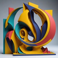 Sticker - abstract 3d sculpture, created with generative ai.