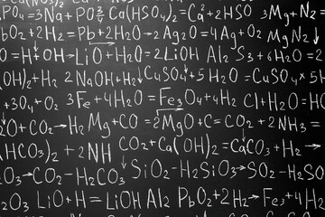Wall Mural - school background in chemistry .handwritten formulas background.letters and numbers .