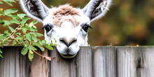 A Curious Alpaca Peers Over A Fence, Its Gaze Fixed On An Unknown Destination. - Generative Ai