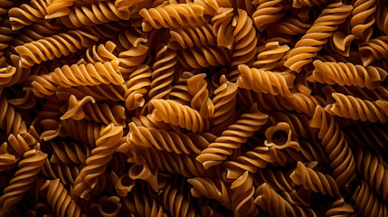 Close up of a pile of pasta with a seamless dark background, AI concept