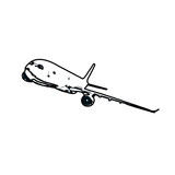 Fototapeta  - airplane black and white sketch with transparent background