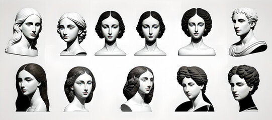 Wall Mural - Sculptor art, illustration Clipart Graphics pack. Bust and elements of sculpture