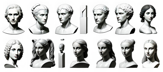 Wall Mural - Sculptor art, illustration Clipart Graphics pack. Bust and elements of sculpture