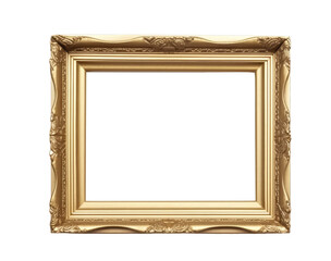 Decorative vintage frame ,Gold photo frame border design isolated background transparent png. Generative ai