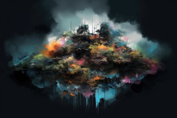 Wall Mural - serene island surrounded by a vast ocean. generative ai