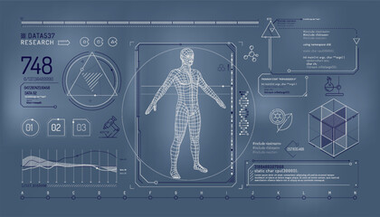 Wall Mural - set of infographic elements about the study of the human genome.