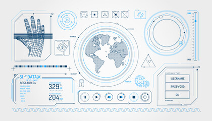 Wall Mural - set of infographic elements about global transactions and e-commerce security.