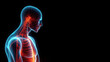 human anatomy x-ray copy space mockup on dark background generative ai