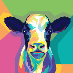 Canvas Print - Colorful cow on pop art style