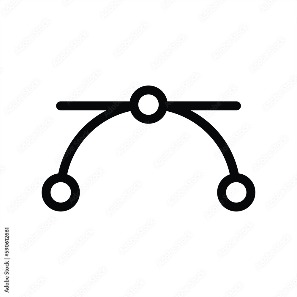 Bezier curve icon. Anchor point flat sign design. Bezier line curves ...