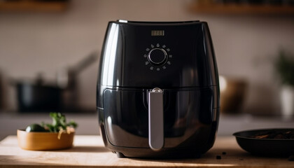 Poster - Modern domestic kitchen with stainless steel equipment generated by AI