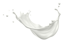 White Milk Wave Splash With Splatters And Drops. Ai. Cutout On Transparent