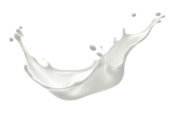 White milk wave splash with splatters and drops. Ai. Cutout on transparent