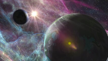 Wall Mural - Alien Planet 1005: Alien worlds in deep space.