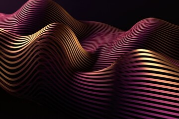 Wavy Golden and Purple Metallic 3D Background.. Generative AI