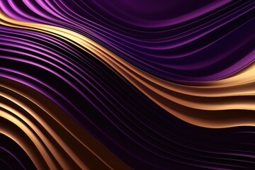 Wall Mural - Wavy Golden and Purple Metallic 3D Background.. Generative AI