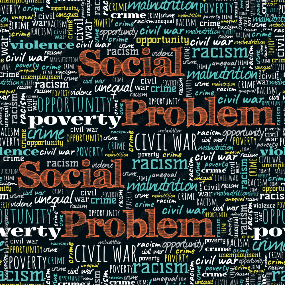 Word pattern on the topic social problem. Like civil war, poverty ...