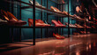 © ArtStage - Assortment of shoes on the showcase of a shoe store. Al generated