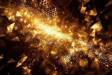 Poster - an abstract gold and black background with a metallic texture. Generative AI