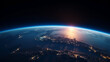 blue sunrise, view of earth from space Generative AI