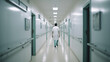medic or doctor walking along hospital corridor Generative AI