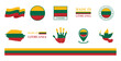 Lithuania national flags icon set. Labels with Lithuania flags. Vector illustration