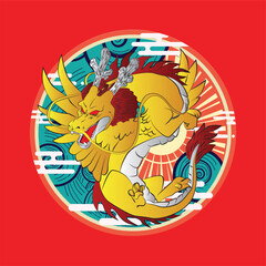 Sticker - dragon illustration design for sukajan is mean japan traditional cloth or t-shirt