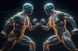 two men engaged in a physical altercation in a 3D setting. Generative AI