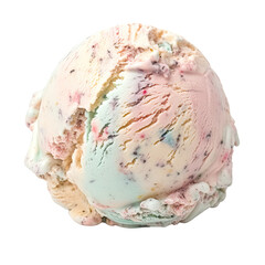 Wall Mural - scoop of birthday cake ice cream isolated on transparent background, generative ai