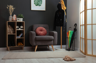 Sticker - Modern hallway interior with stylish furniture and decorative elements