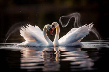 Canvas Print - Two loving swans in the lake