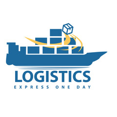 Logistics freight transportation flat simple logo design. International trade and logistic vector design. Sea and air cargo services logotype